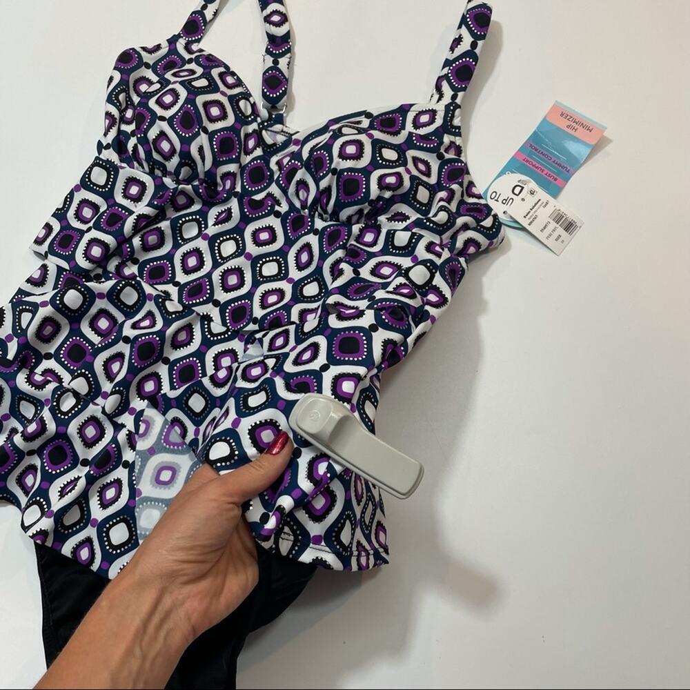 Swim Solution tiered one piece swimsuit Sz 10 - Picture 5 of 8